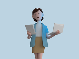 拿文件和笔记本电脑的商务办公人物女秘书C4D OCTANE模型下载