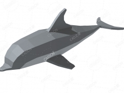 低面多边形卡通海豚动画C4D模型Dolphin