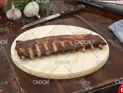 烤肋排C4D模型 Barbecued ribs