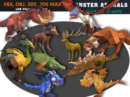 10个低面多边形史前动物C4D模型动画合集 prehistoric animal cartoon