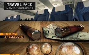 C4D旅行类模型包合集 The Pixel Lab – 3D Travel Pack