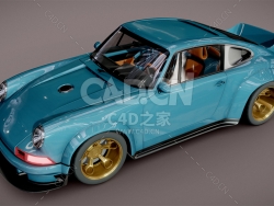 C4D复古保时捷跑车汽车模型 Porsche Singer