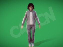 67号玩家短发女人休闲服C4D人物模型