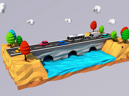 C4D低面多边形路桥模型 Low-Poly Road Bridges