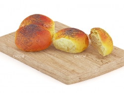 实木案板上的面包C4D模型 bread