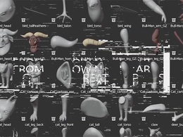 200+动物怪兽怪物身体零部件3D资产模型Creature Kitbash