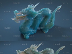 C4D Octane Render次表面散射材质：玉龙 Dragon