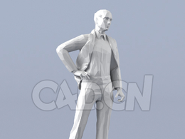 低面多边形卡通人物叉腰交流的男人模型