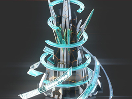 未来科幻创意摩天大楼建筑c4d模型 Sci-Fi Futuristic Future Fantasy City Building-3