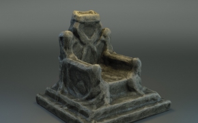石头王座、石椅C4D模型 Stone Throne