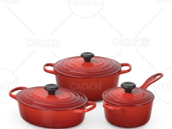 红色电磁炉厨具套装汤锅蒸锅 Le Creuset cookware set