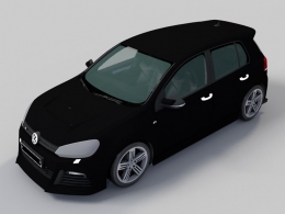 大众两厢黑色高尔夫R小钢炮C4D模型 Golf