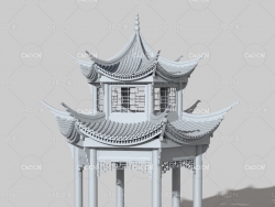 中式古建六角凉亭 亭子C4D模型
