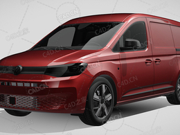 大众caddy-commerce-pro-van封闭车厢货车运输车面包车2021款C4D汽车模型下载