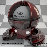 vray for c4d材质：Carpaint with flakes red 001