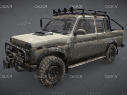 C4D拉达尼瓦越野车皮卡汽车模型 Lada Niva