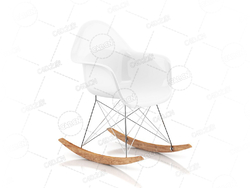 白色摇椅单人椅休闲椅子C4D模型White Rocking Chair