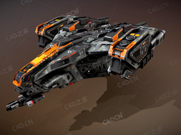 C4D科幻飞船太空舰飞船科幻飞行器太空船外星战舰模型Sci Fi Dropship