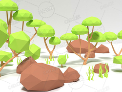 13个低面多边形树木绿草石头模型包Simple Nature Pack