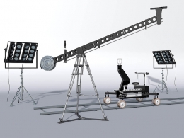 超高精度影视拍摄设备三维模型套装下载——含摇臂、轨道小车、专业射灯等虚拟场景制作资源C4D 3D Model Pack: Video Production Assets