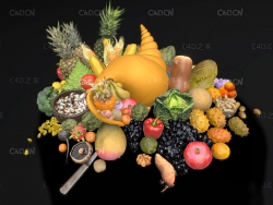低面水果蔬菜C4D模型 fruit and vegetable