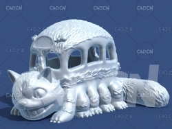巴士猫动漫卡通角色雕塑C4D模型 Catbus