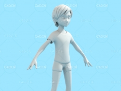穿短裤的卡通小男孩C4D模型 Cartoon Kid