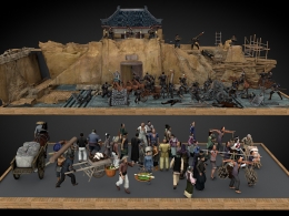 写实风格古代攻城战役战斗场景士兵人物角色城墙古建筑模型3D素材C4D格式影视游戏模型