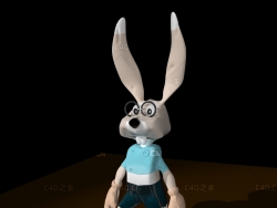 戴眼镜的卡通兔子低面模型 rabbit