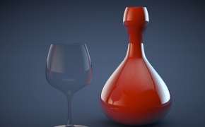高脚玻璃红酒杯C4D模型 Tall glass of red wine