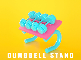 卡通哑铃架玩具C4D模型 dumbbell stand