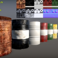 汽油铁皮桶3D模型：Free Metal Barrel Pack