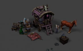 动漫模型-马车玩具C4D模型 Medieval Wizard House 3d model