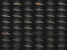 399艘二战复古舰船军舰航母军用船只3D模型399 Military And Civilian Ships (FBX/M...