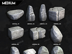 45个低多面小石头大石头石块岩石景观石尖石头扁平石头斜石头散落的石头3D模型(OBJ格式/含贴图) CGTrader – 45 Stylized Rock Asset Pack Low-Poly 3D Model