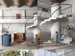 C4D室内模型：海景房客厅旋转楼梯 CGTrader – BeInspiration 83 3D models