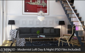 时尚阁楼3D模型 Aleso3D – Modernist Loft Day & Night
