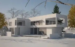 C4D for vray户外别墅布光渲染实例教程 Villa lighting rendering tutorial examples