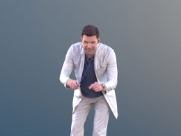 三维扫描写实人物国外男医生弯腰听诊