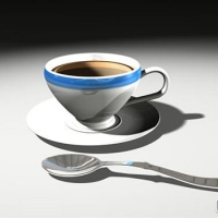 咖啡杯3D模型：Coffe Mug & Spoon 3D Model