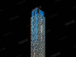 夜间摩天大楼办公楼写字楼C4D模型 Archmodels Vol.103_Night Skyscrapers - model-56
