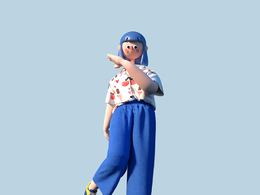 穿花衬衫的年轻女孩跳舞街舞人物C4D OCTANE模型下载