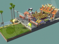 中式牌楼广场仿古建筑MC我的世界像素方块C4D模型