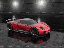 红色跑车渲染 汽车模型背景C4D模型