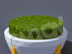 C4D未来城市圆形装饰绿植模型