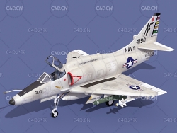 道格拉斯A-4“天鹰”攻击机C4D模型 Douglas A-4 Skyhawk