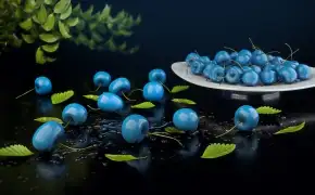C4D水果渲染作品：蓝莓和蓝色的草莓