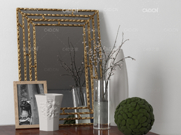 摆件装饰品c4d插花镜子相框模型下载