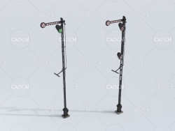 铁路交通信号灯火车红绿灯C4D模型