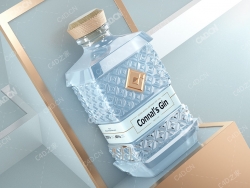 菱形凹凸酒瓶C4D OCTANE模型